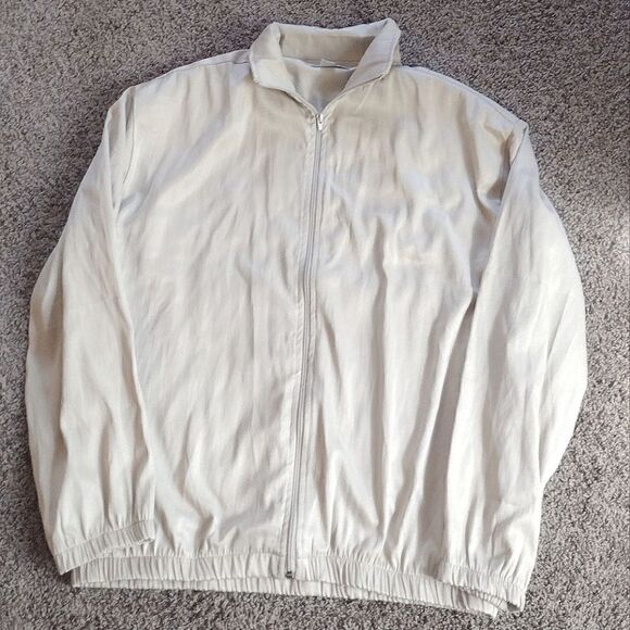 Vintage Haband Men's Size Large Solid Cream Full Zip Jacket with Pockets - Picture 3 of 16